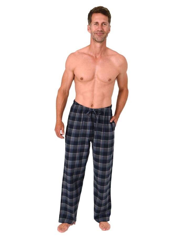 

Пижама NORMANN Lange Flanell Hose kariert, цвет grau/marine