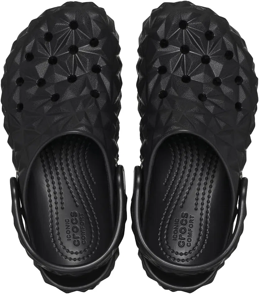 Классические геометрические сабо Crocs унисекс с пузырчатой ​​подошвой, Black — фото 4