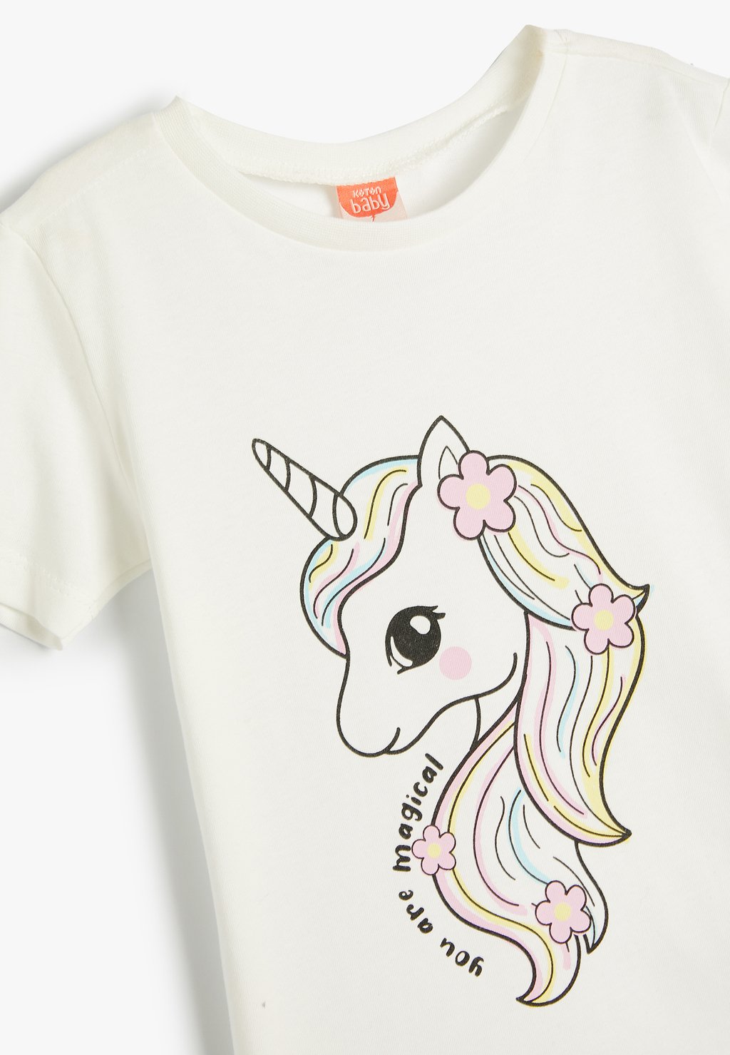 

Футболка с принтом SHORT SLEEVE CREW NECK UNICORN Koton, бежевый