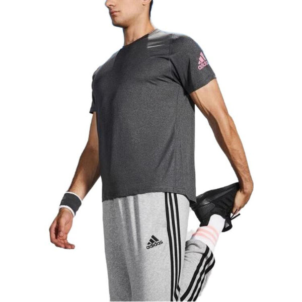 Футболка Adidas FreeLift Ultimate AEROREADY Designed 2 Move Sport T-shirt 'Black Melange Pink', черный — фото 2