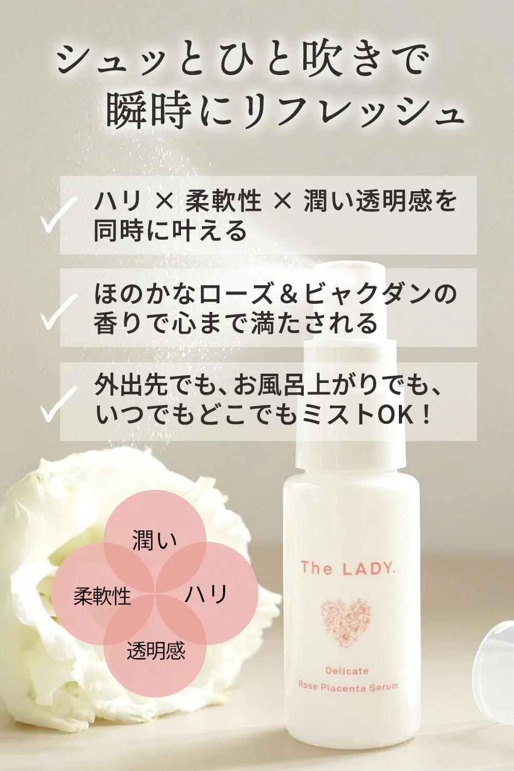 Мист The Lady. — Для лица Delicate Rose Placenta Serum, 30 мл — фото 3
