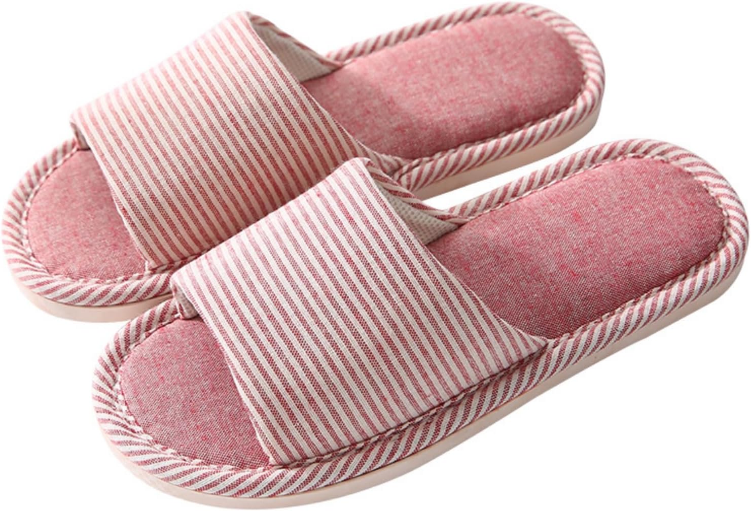 

Уютные домашние тапочки для спальни, дома и улицы, для ванной комнаты, для мужчин и женщин, чрезвычайно удобные, легкие, нескользящие, для всех сезонов, из хлопка и льна, с мягкой подошвой, для весны и лета Sourmei, розовый