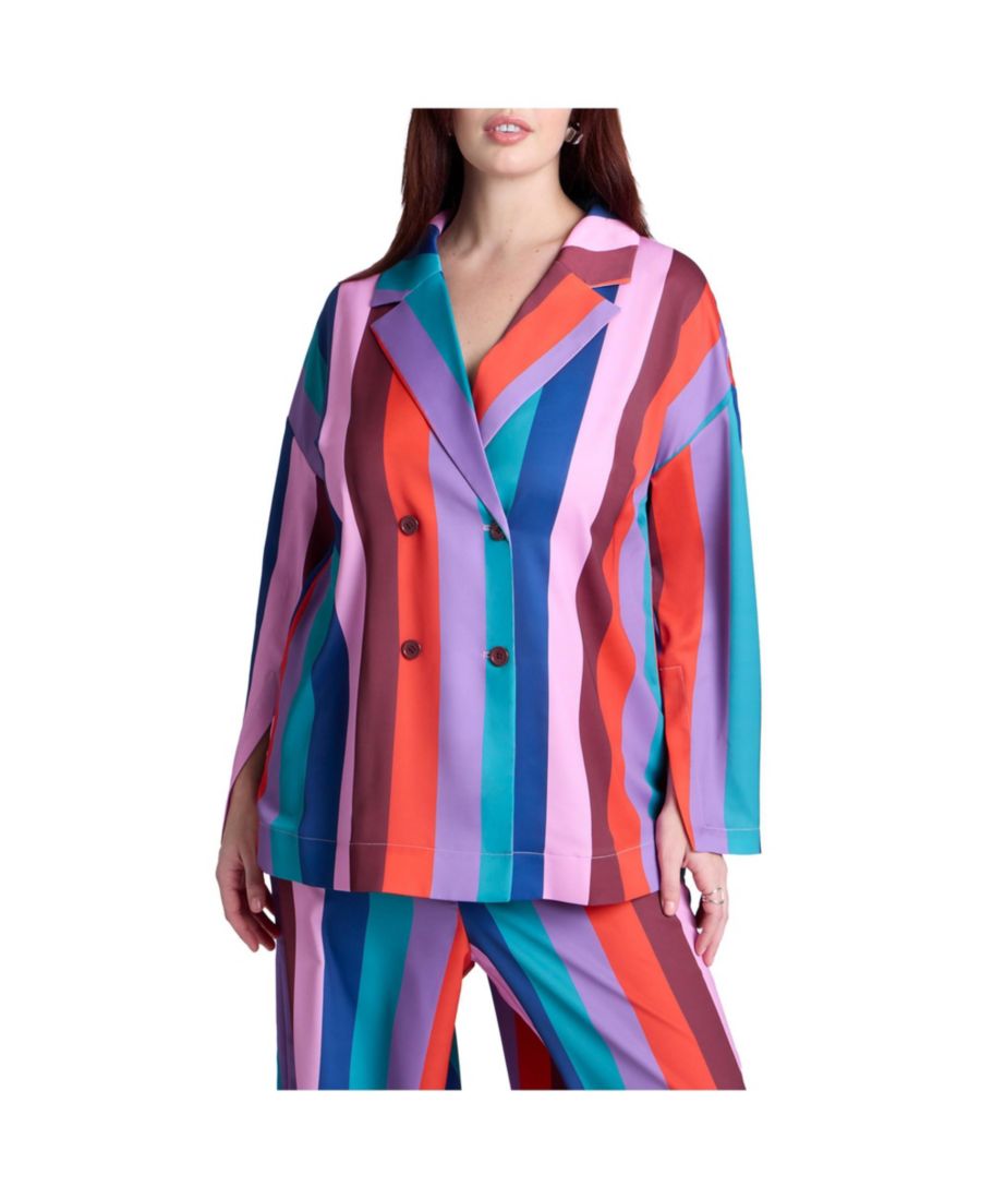 

Женская двубортная рубашка свободного кроя ELOQUII, Kaleidoscope stripe