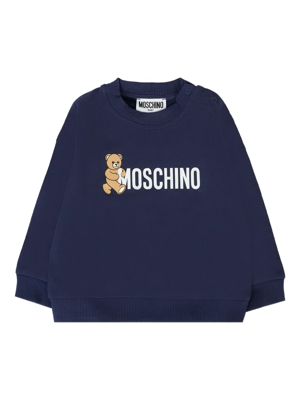 

Толстовка с круглым вырезом и логотипом плюшевого мишки Moschino Kids, синий