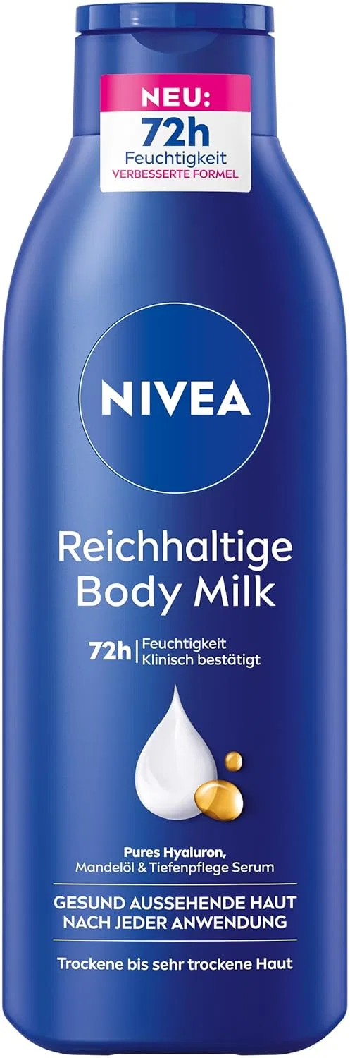 Питательное молочко для тела с гиалуроном и миндальным маслом NIVEA Rich Body Milk Nivea, White