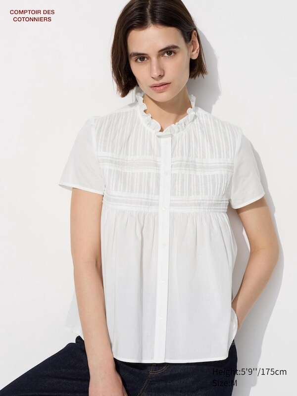 

Хлопчатобумажная рубашка с коротким рукавом Uniqlo, белый