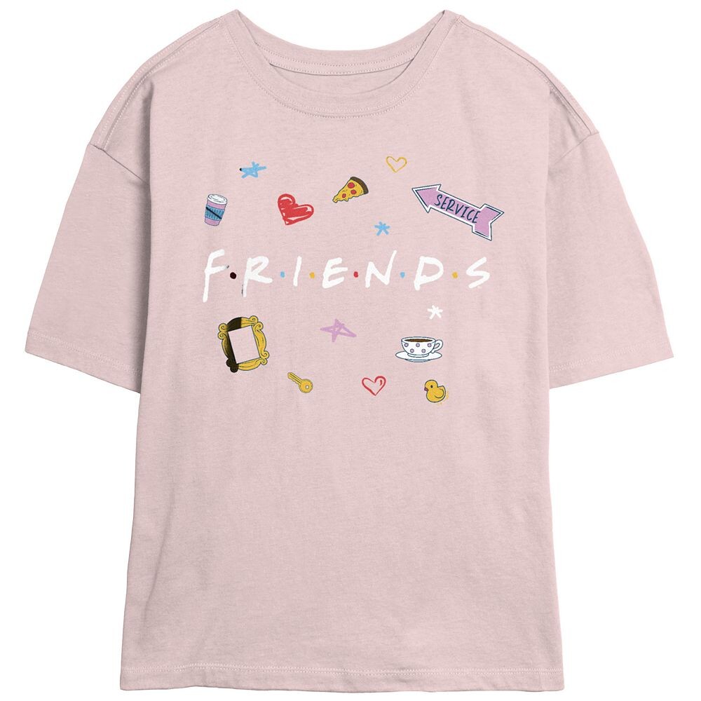 

Футболка Juniors' Friends Icons Skimmer с графическим рисунком, цвет Blush