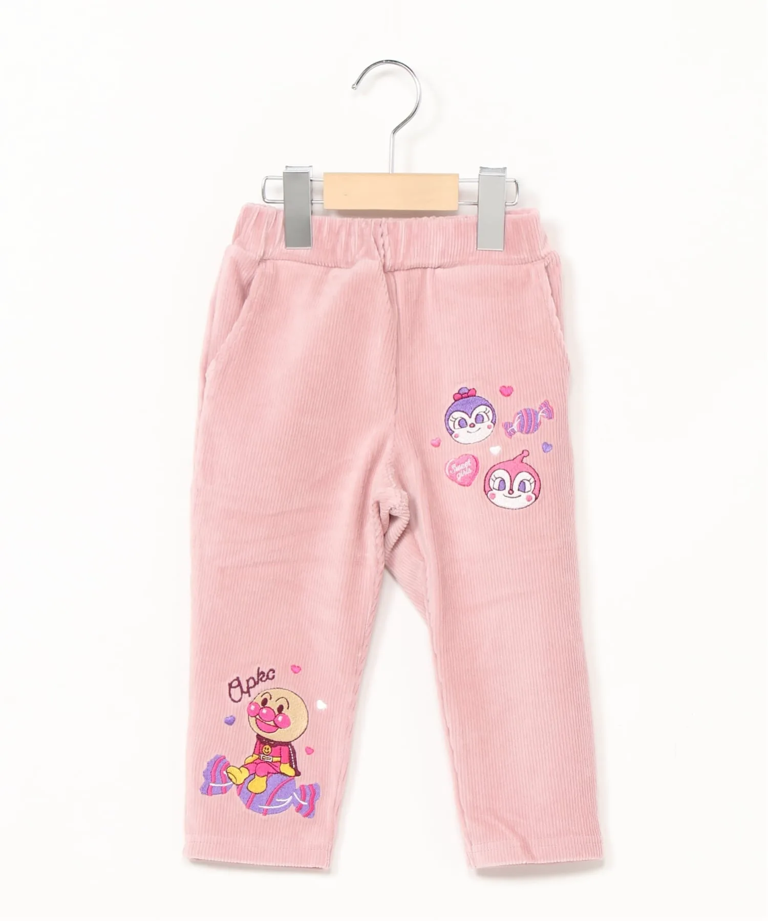 Детская коллекция ANPANMAN / (K) Вязаные вельветовые брюки с вышивкой Candy Anpanman Kids Collection, pink — фото 2
