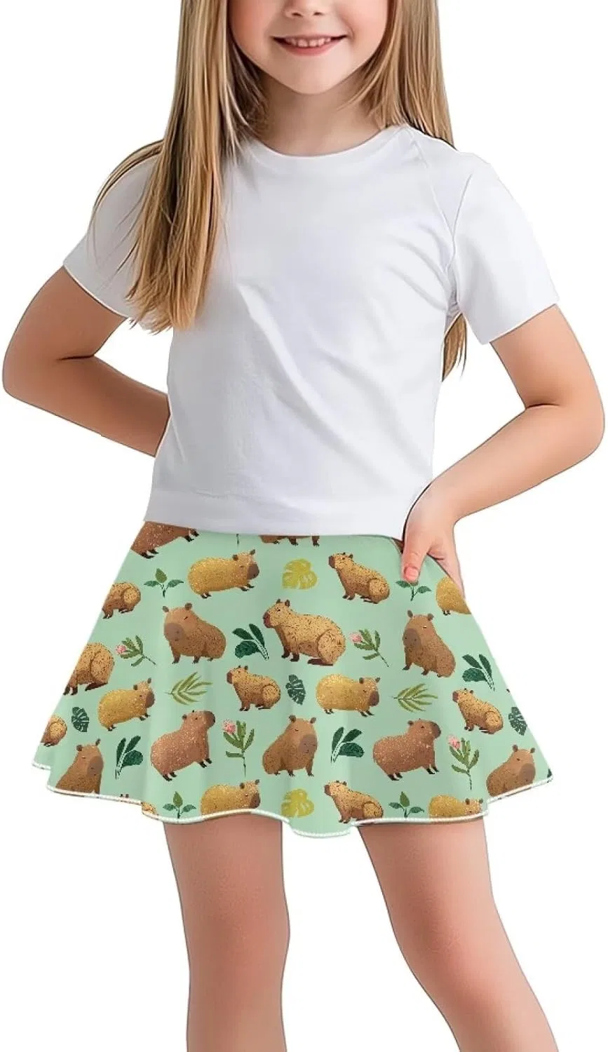 Юбка-шорты теннисная детская Zengppxfd Green Capybara
