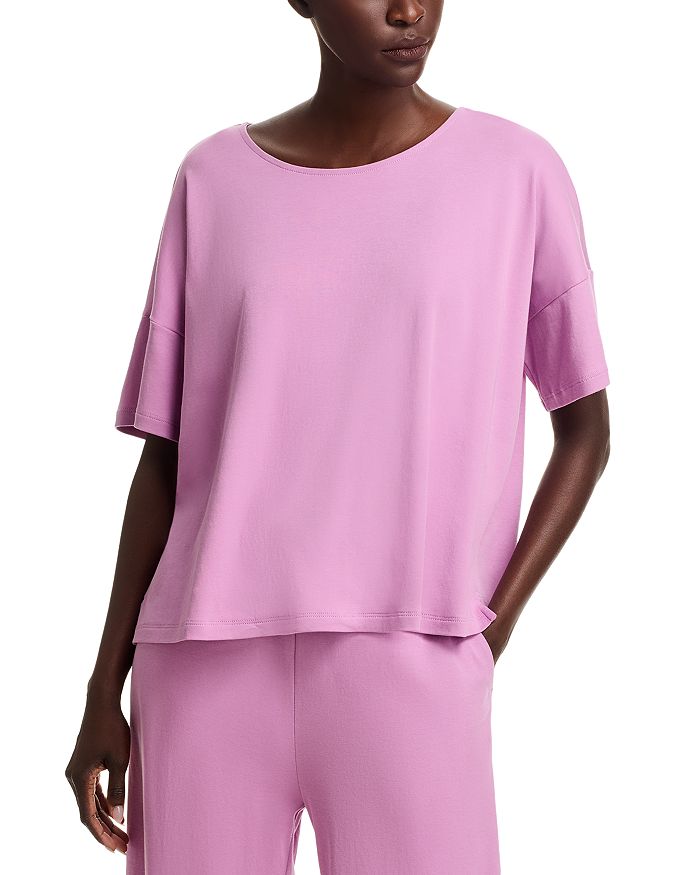 

Короткий рукав, свободный топ Eileen Fisher, фиолетовый