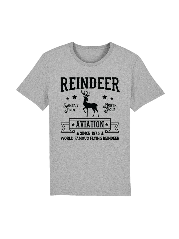 

Футболка F4NT4STIC T-Shirt Reindeer Aviation Retro Weihnachts Sign, пятнистый серый