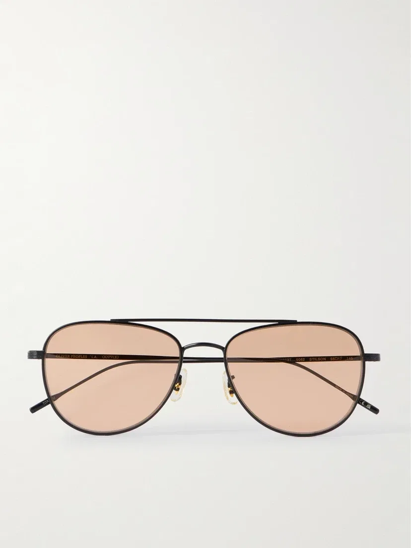 Металлические солнцезащитные очки в стиле "авиатор" Oliver Peoples, черный