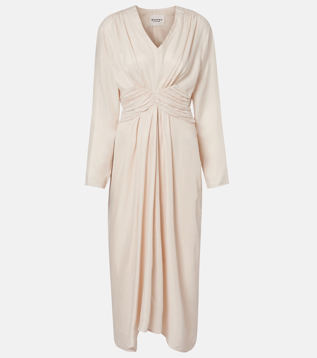 

Платье миди со сборками и плиссе Marant Etoile, экрю