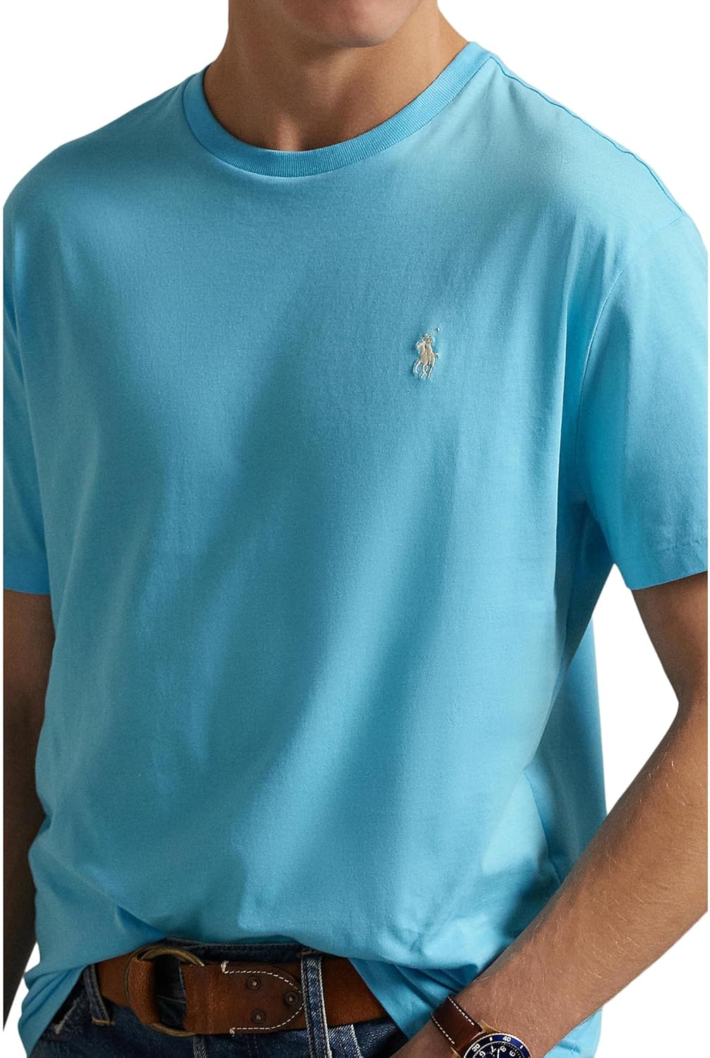 Мужская футболка с коротким рукавом и круглым вырезом POLO RALPH LAUREN, классическая, Neptune — фото 3