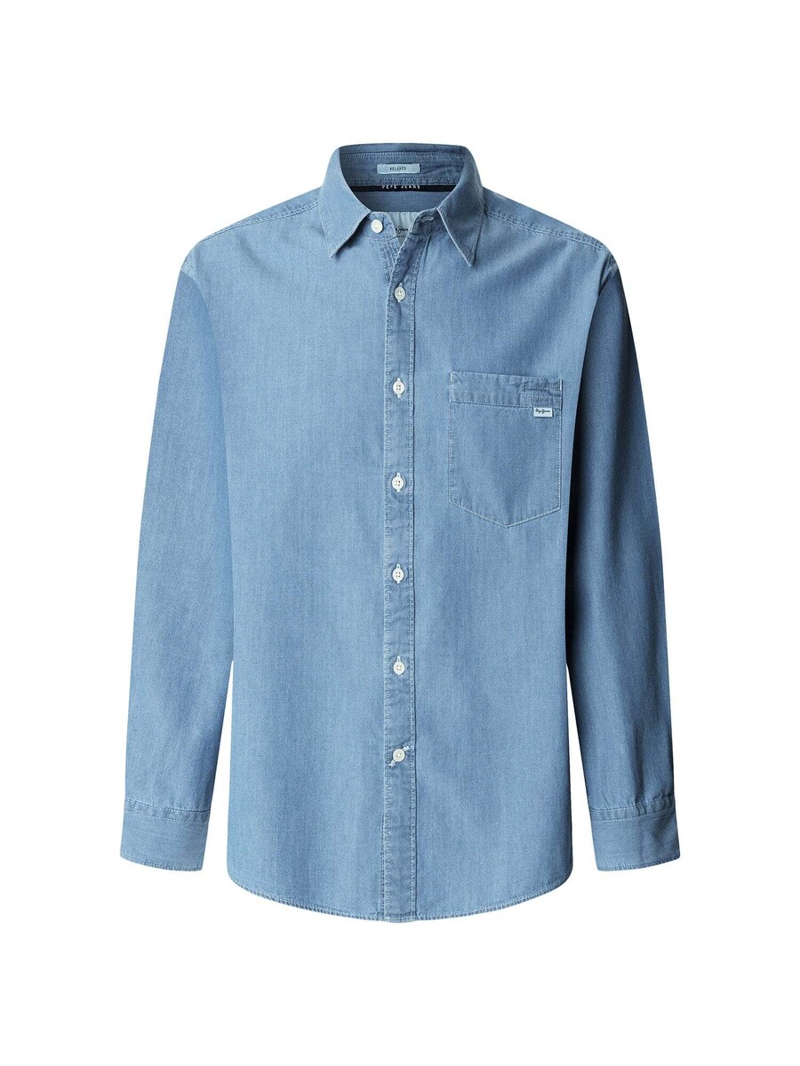 

Рубашка на пуговицах классического кроя Pepe Jeans Colman, синий деним