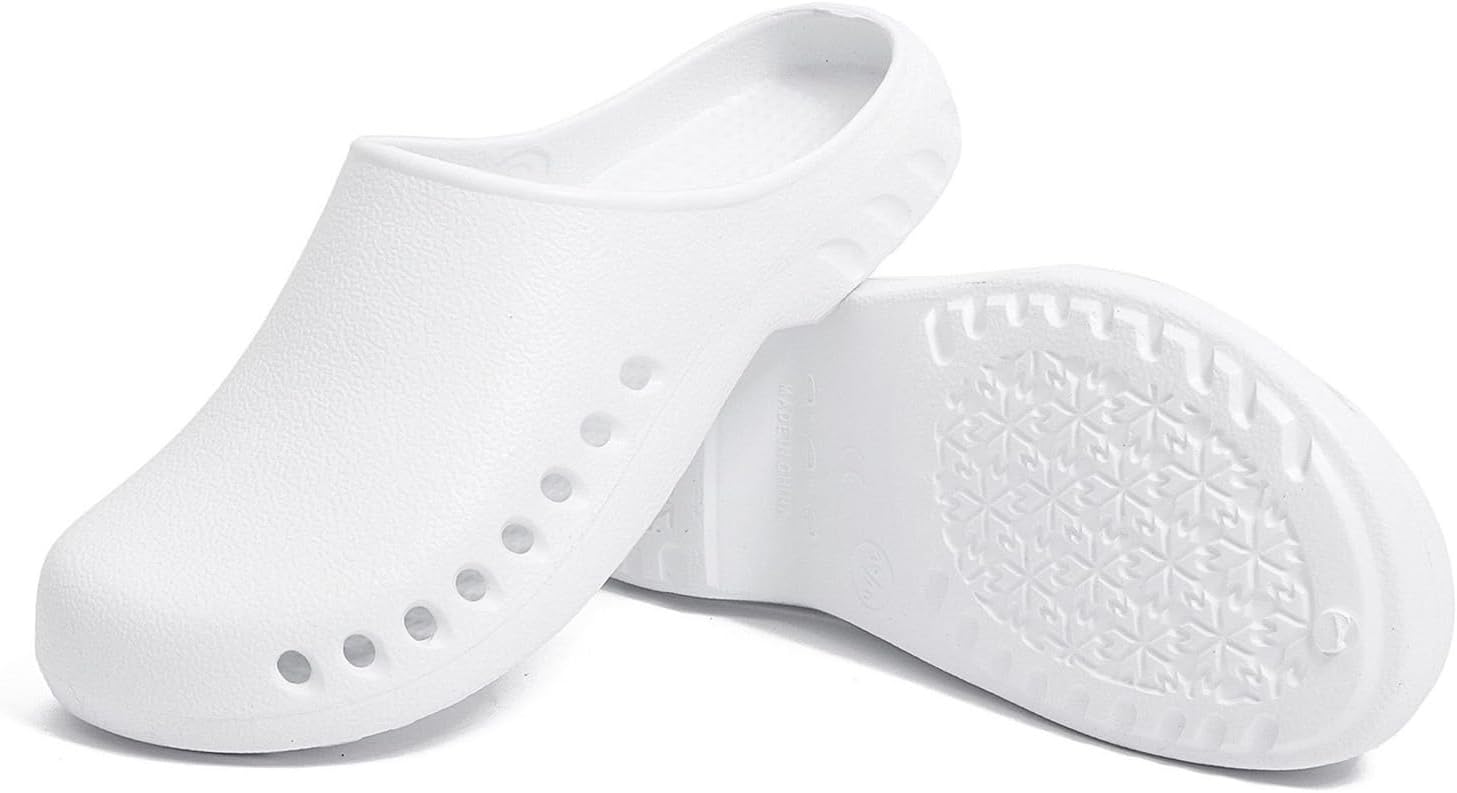 

Рабочие сабо с поддержкой свода стопы, дышащие нескользящие кухонные тапочки для операционных, медсестер, врачей, садоводов, ресторанов и механиков, мягкие тапочки-шлепанцы для поваров для женщин и мужчин Shuyo, белый