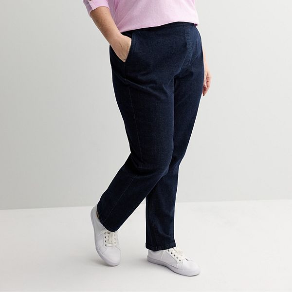 

Прямые джинсовые брюки на резинке plus size Croft & Barrow, Rinse Wash