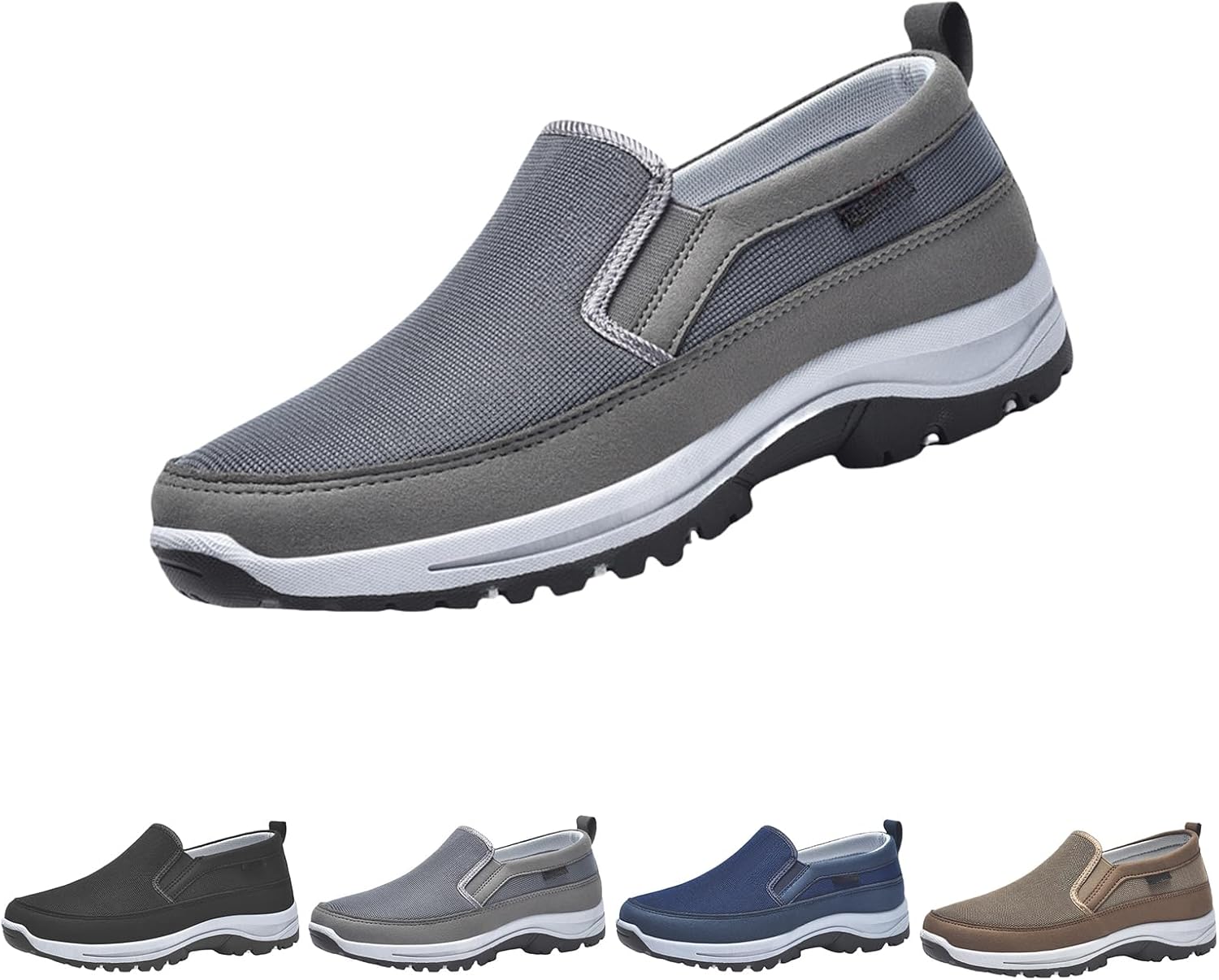 

Мужские кроссовки Auguscare, повседневные нескользящие ортопедические ходовые кроссовки, мужские лоферы с поддержкой свода стопы, обувь для пожилых мужчин Generic, серый