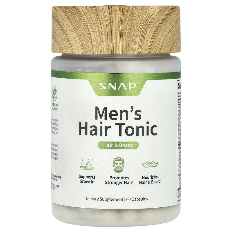 

Snap Supplements, Тоник для мужчин, для волос и бороды, 60 капсул