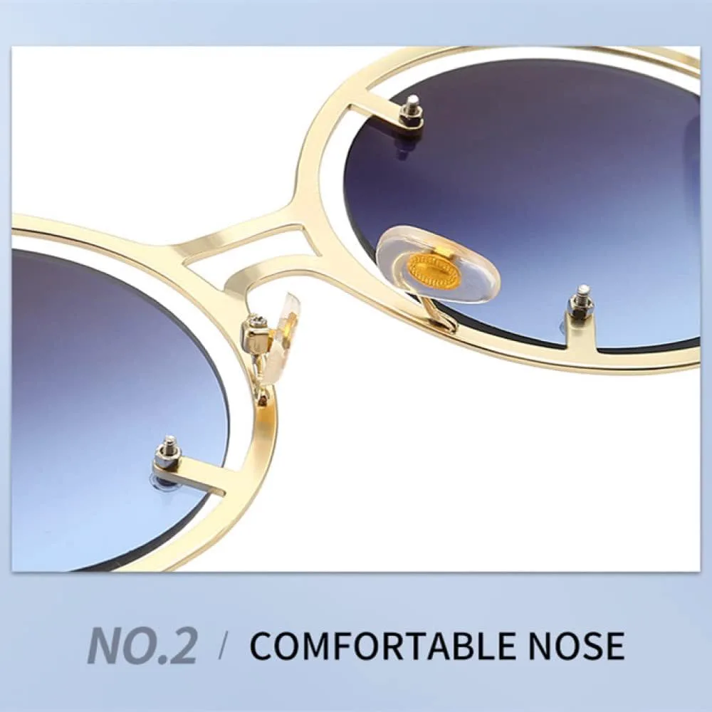 

Круглые солнцезащитные очки в стиле стимпанк для женщин, панк, металлическая оправа, солнцезащитные очки, защита от ультрафиолета UV400 LANGSER, Gold-brown