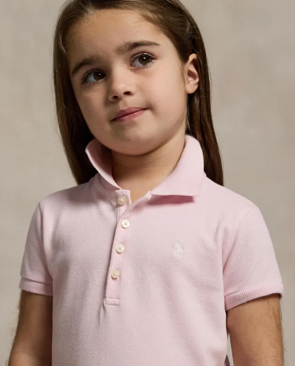 Детское платье поло из эластичного пике Polo Ralph Lauren, светло-розовый — фото 3