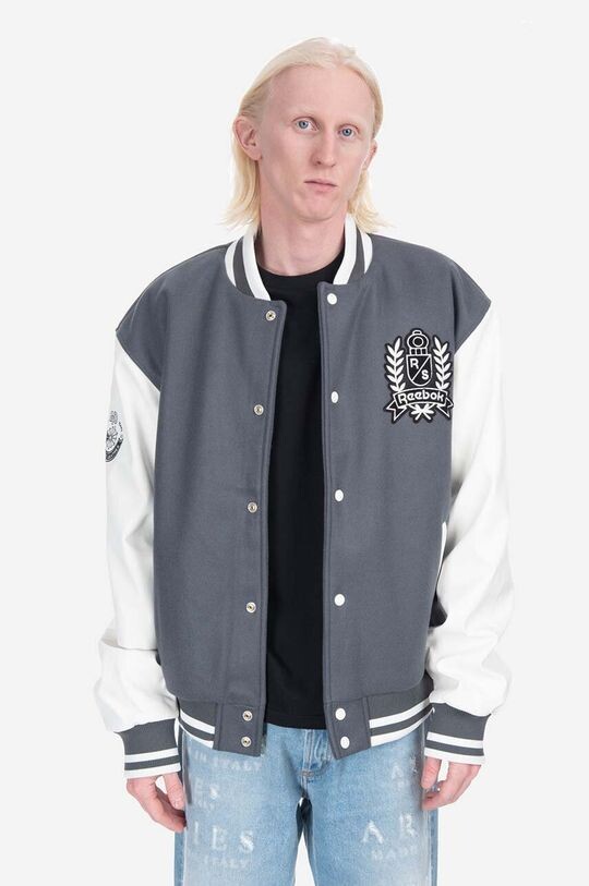 

Куртка-бомбер из смесовой шерсти Res V Jacket Reebok, серый
