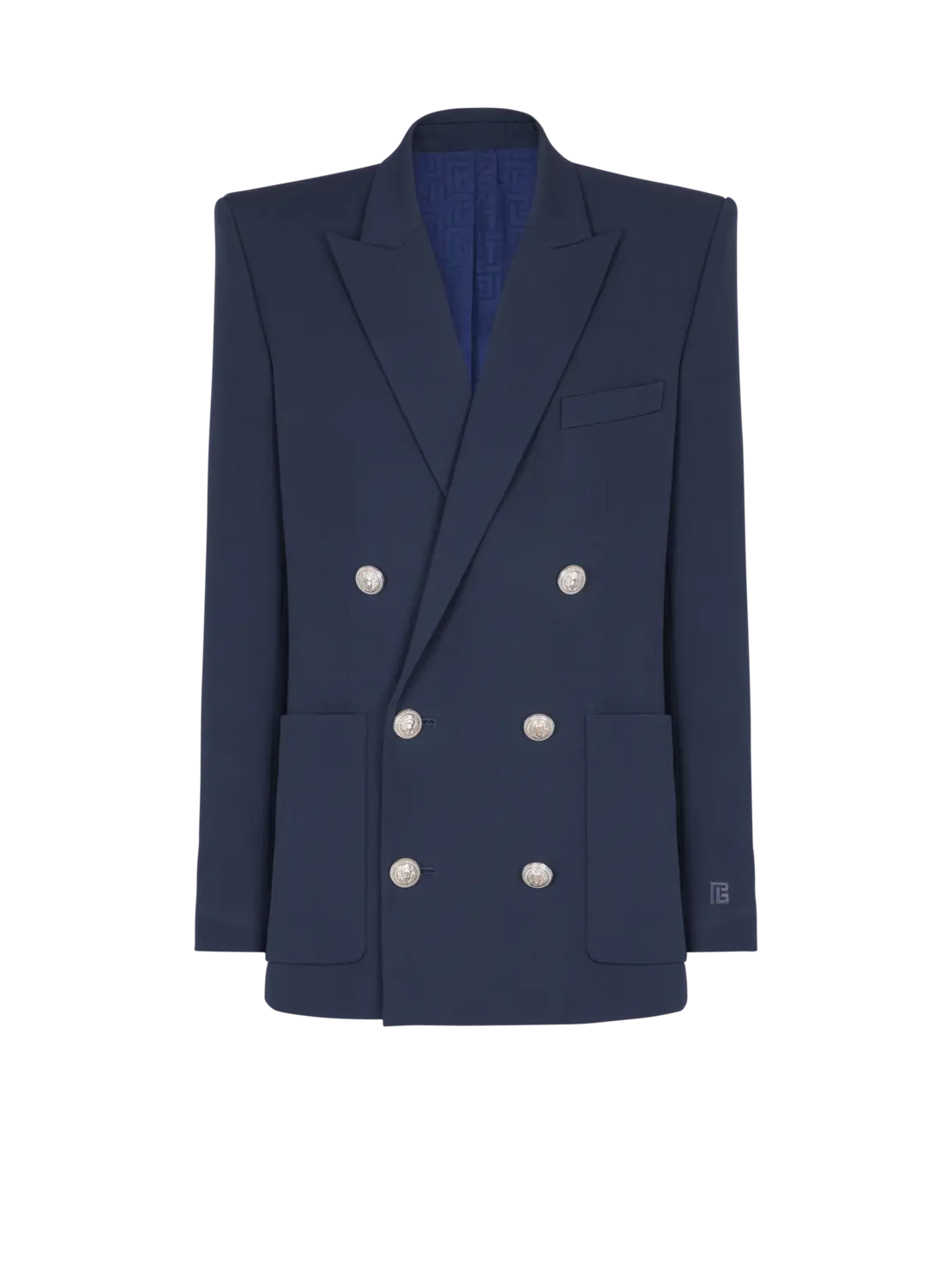 

Блейзер из зернистой ткани Balmain, темно-синий