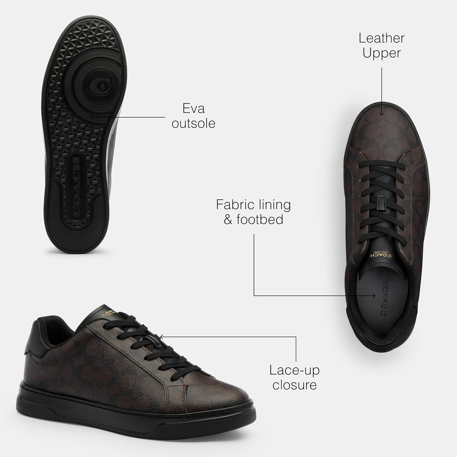 Мужские кроссовки Coach High Line High Top из фирменного канваса, черный — фото 3