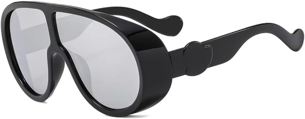 

Крупные солнцезащитные очки в массивной оправе, цельные, для женщин и мужчин, модные, роскошные, для активного отдыха и спорта, ветрозащитные, UV400 TKKTLLT, Black Silver