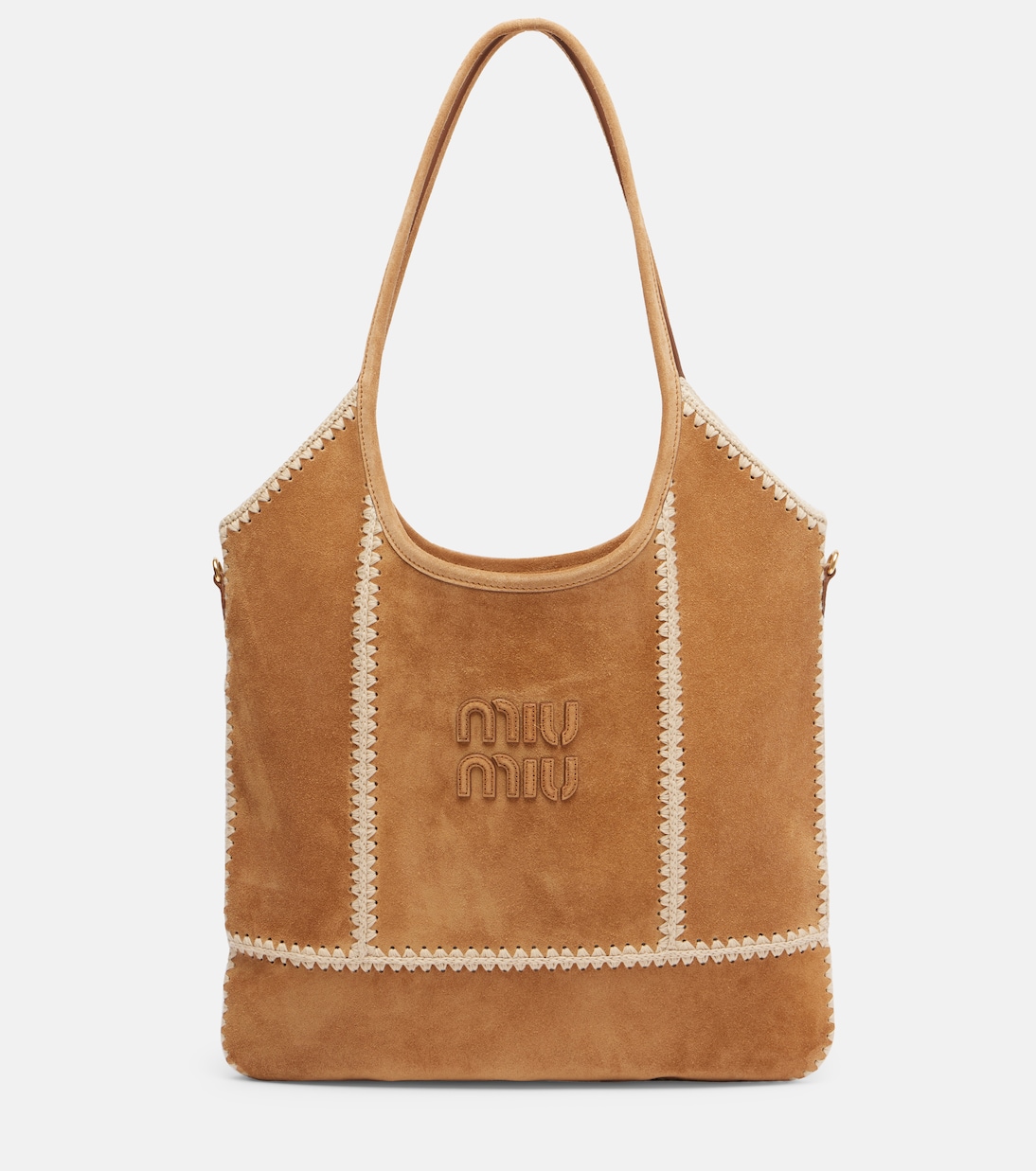 

Сумка-тоут Ivy Medium из замши Miu Miu, Cannella