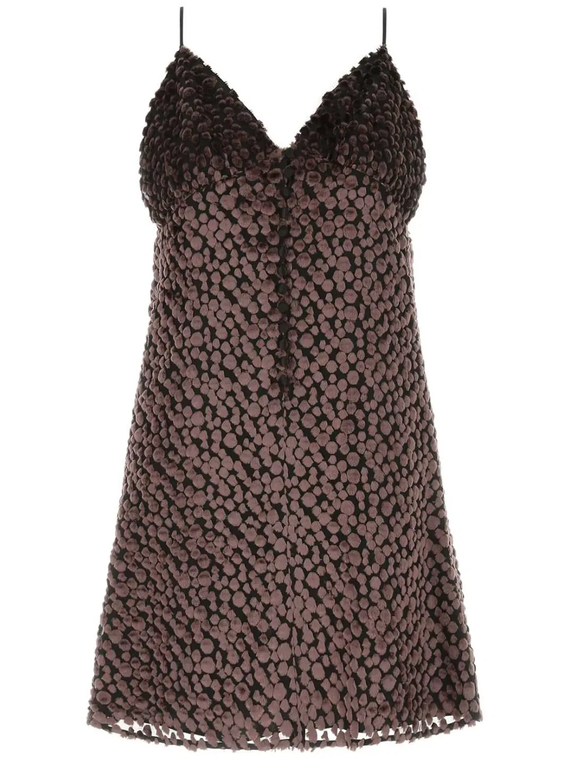 Бархатное платье мини Saint Laurent, коричневый