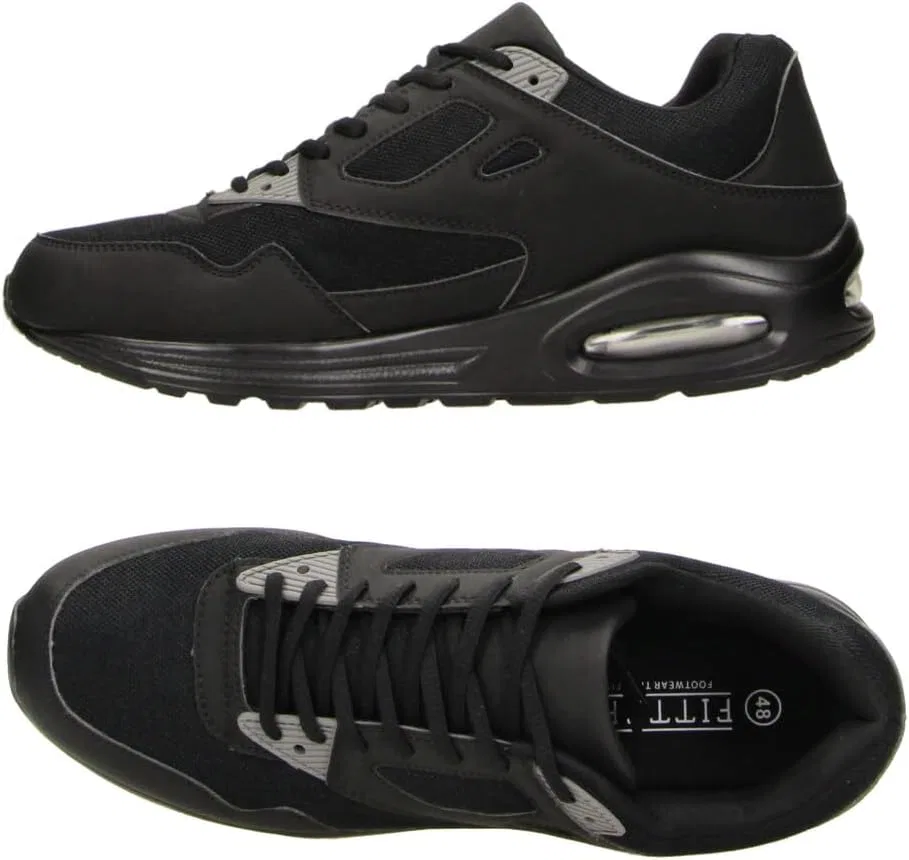 Мужские кроссовки больших размеров, модель Fitters Sneaker Sean. Стильные мужские кроссовки больших размеров, модель Trainers Sean, подошва с воздушной подушкой, размеры EU 47 48 49 50 Fitters Footwear That Fits, Black