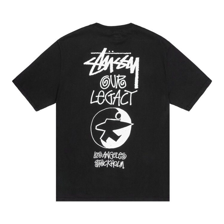 Футболка Stussy x Our Legacy Work Shop Surfman Pigment Dyed 'Black', черный — фото 3