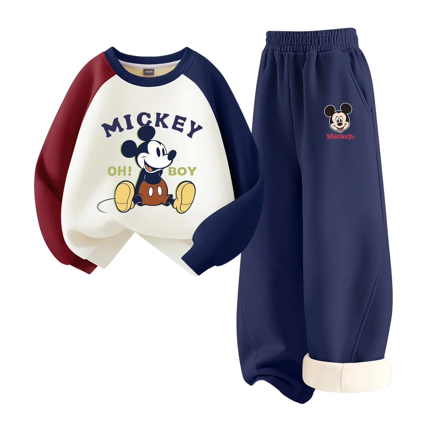 Детский спортивный костюм с воротником-стойкой на флисе Disney, [Thickened and Fleece-Lined]Di Leisure Red Blue+Di Straight Face K Navy Blue