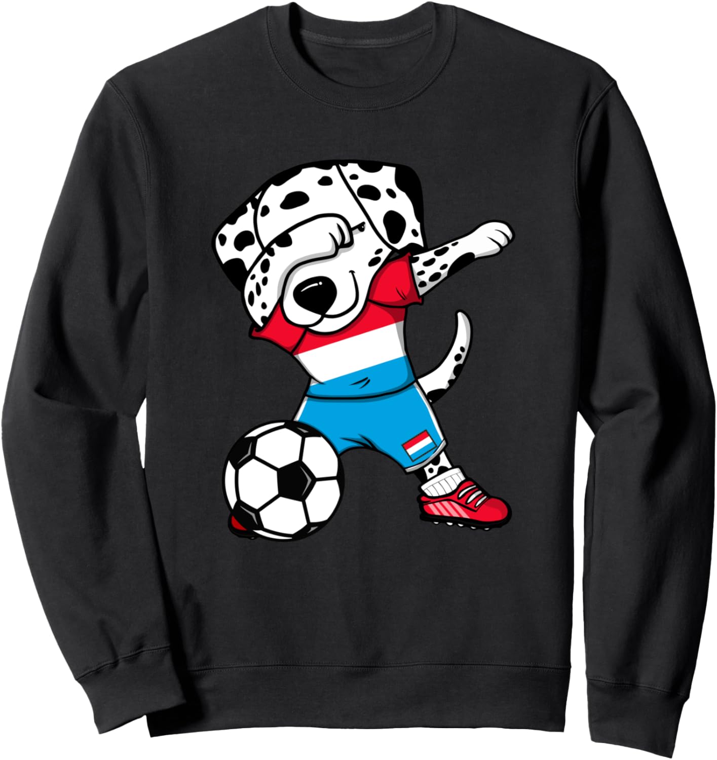 

Забавная толстовка с изображением танцующей далматинской собаки из Люксембурга, футбольный болельщик, флаг Люксембурга, толстовка с далматинским рисунком в стиле «дэб» Teeisle Luxembourg Football, черный