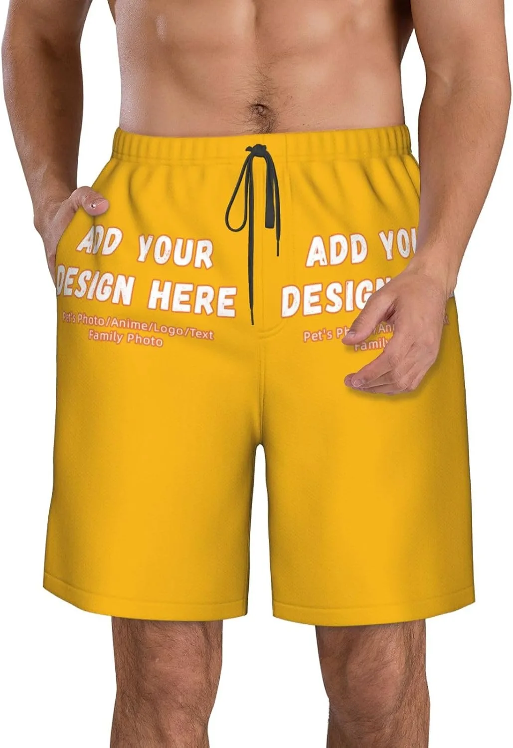 Мужские плавки, пляжные шорты, шорты на завязках, быстросохнущие шорты для бега, удобные свободные спортивные шорты, купальные штаны с карманами Generic, желтый — фото 3