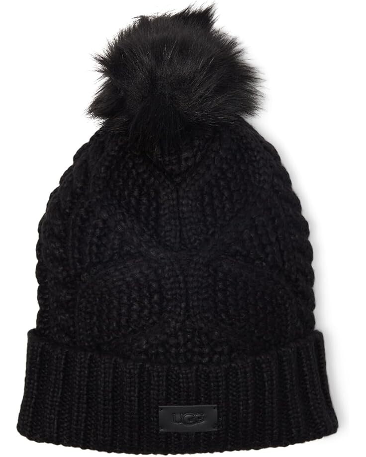 

Шапка UGG Cable Beanie With Pom, черный