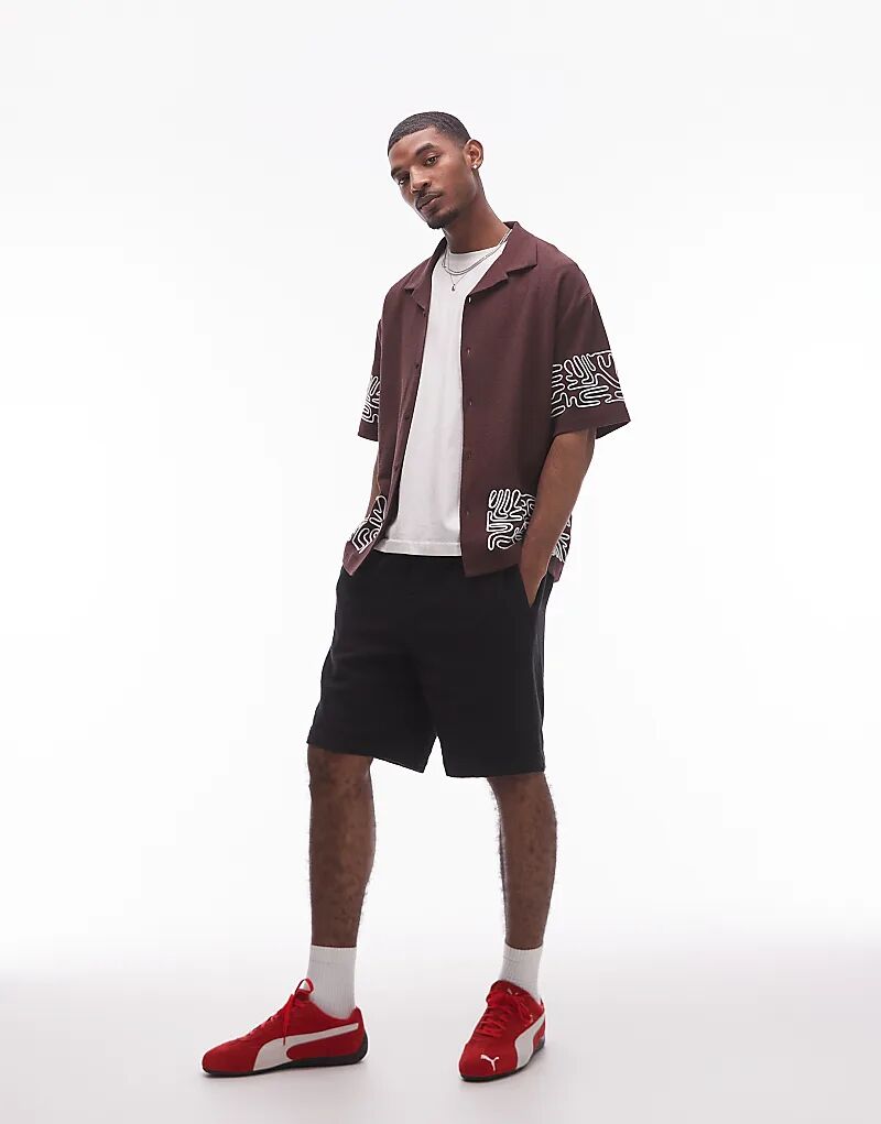 

Текстурированные бермуды Topman черного цвета