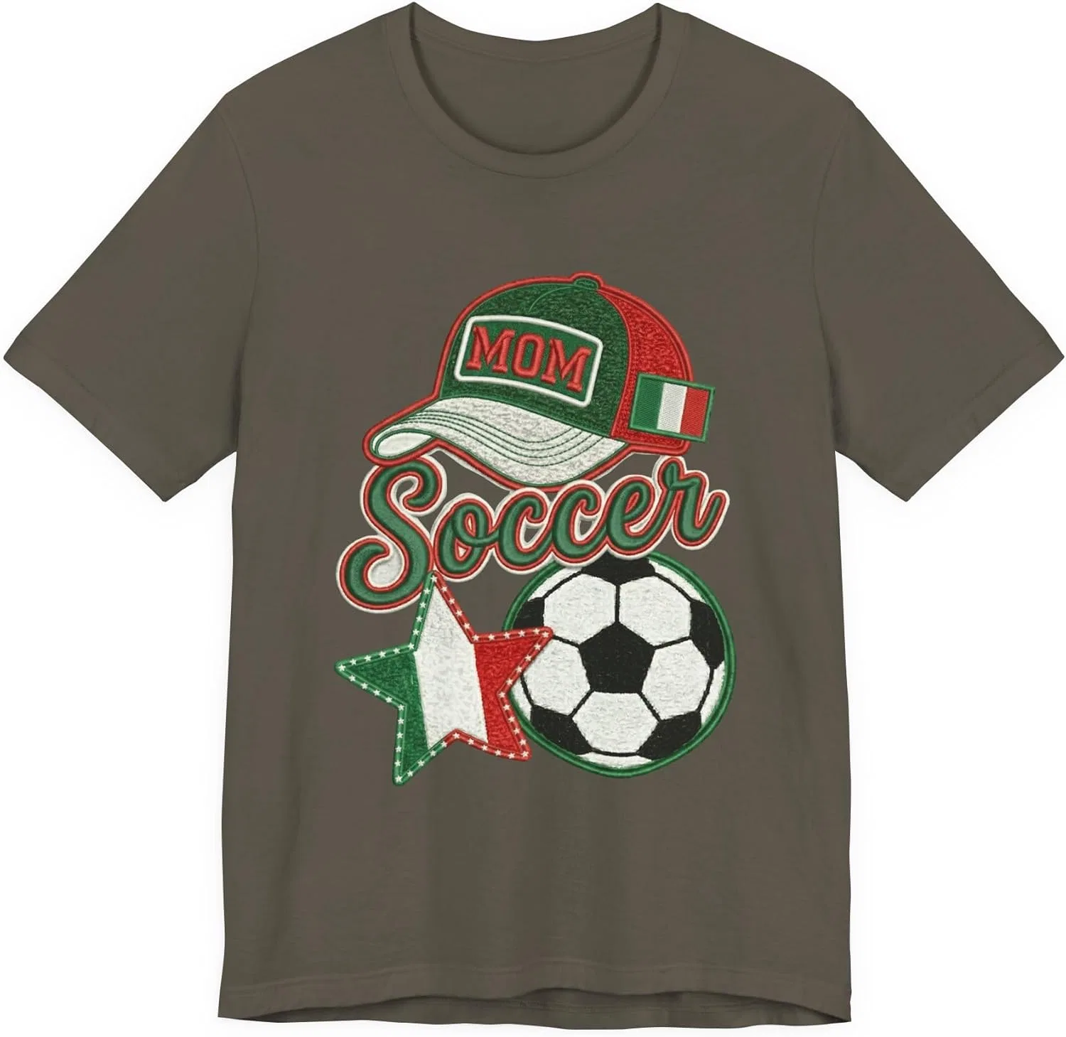Футболка с принтом Mom Soccer Cap and Ball, Army