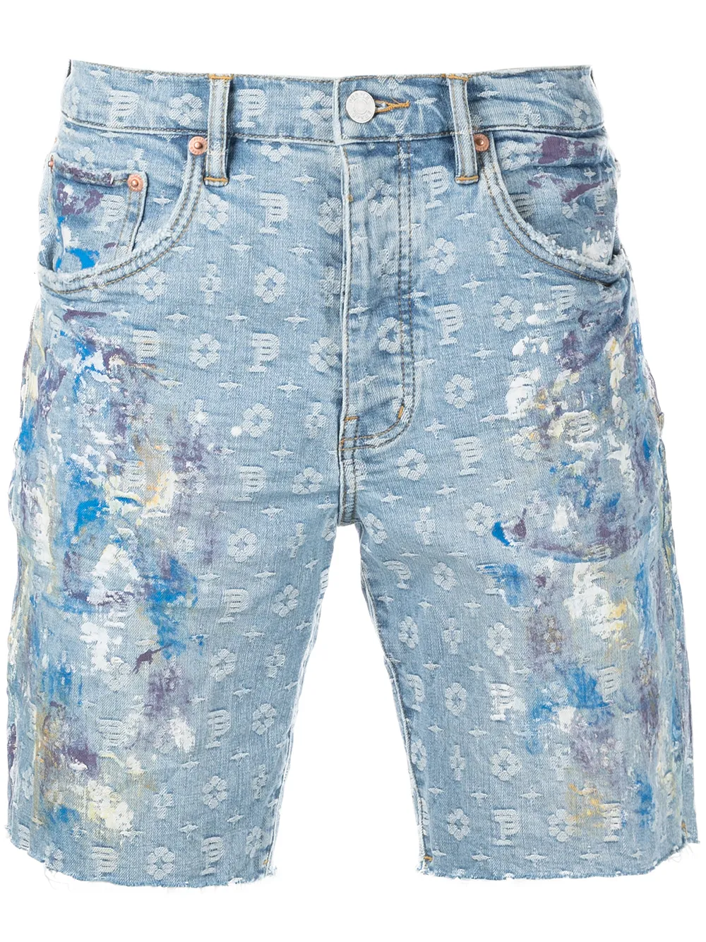 

Джинсовые шорты Paint Over Monogram Purple Brand, синий