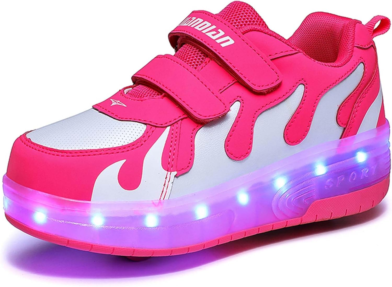 

Детские роликовые кроссовки с двойными колесами, перезаряжаемые светящиеся кроссовки для повседневной ходьбы Mekuk, черный