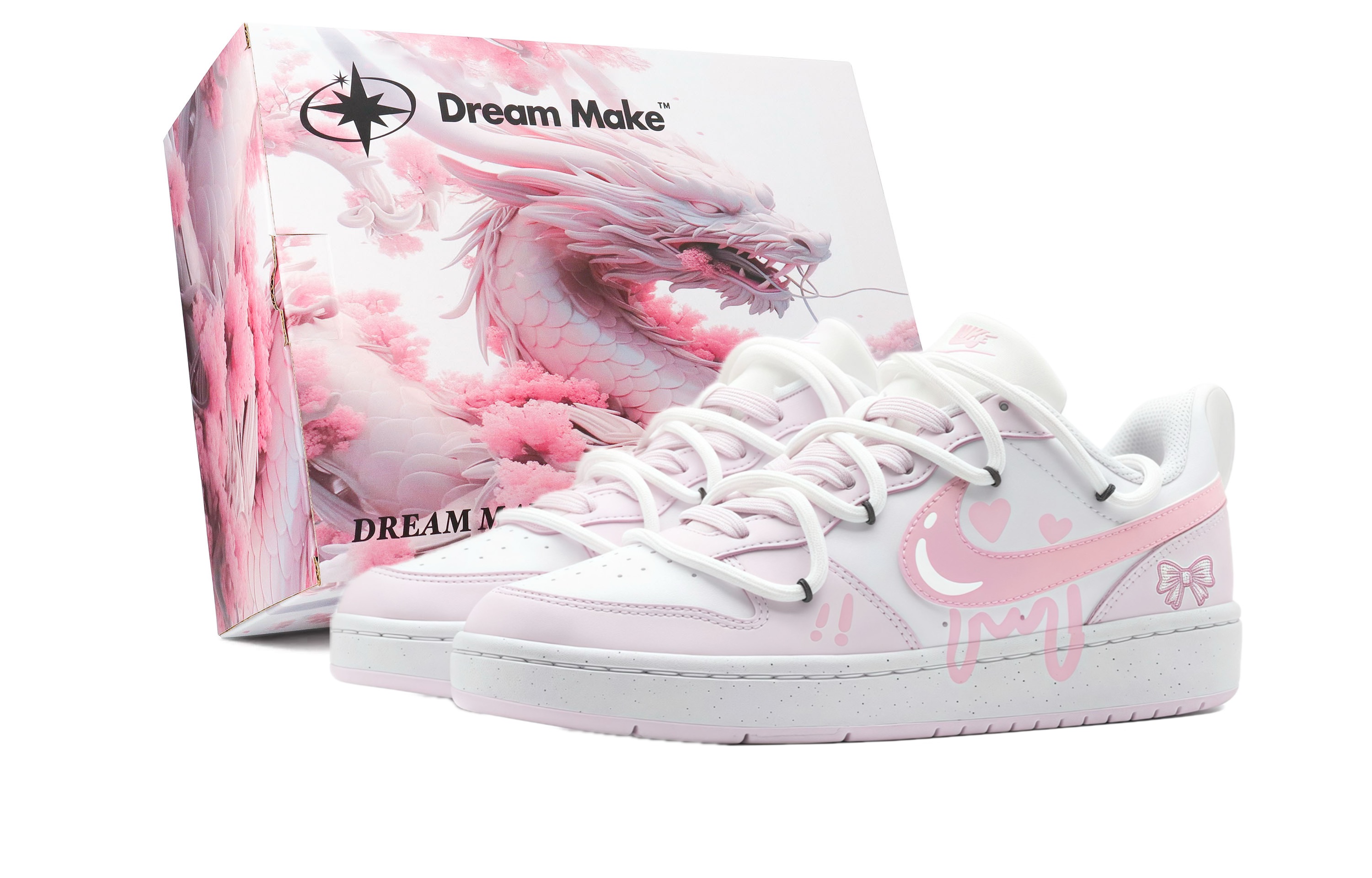 

Nike Кроссовки Court Borough Heart Pink Butterfly с нескользящей подошвой и износостойкими детскими кроссовками для скейтбординга для подростков