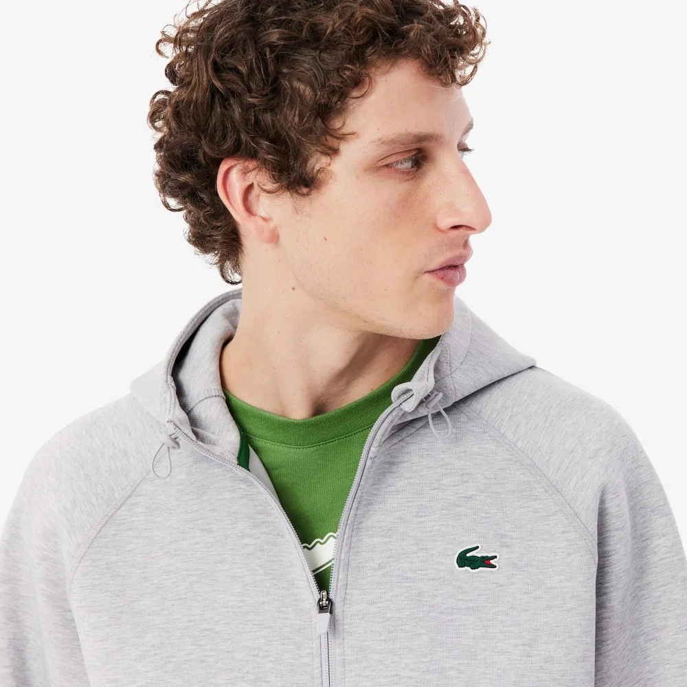 Мужская меланжевая серая толстовка из тренировочного джерси от Lacoste — фото 2