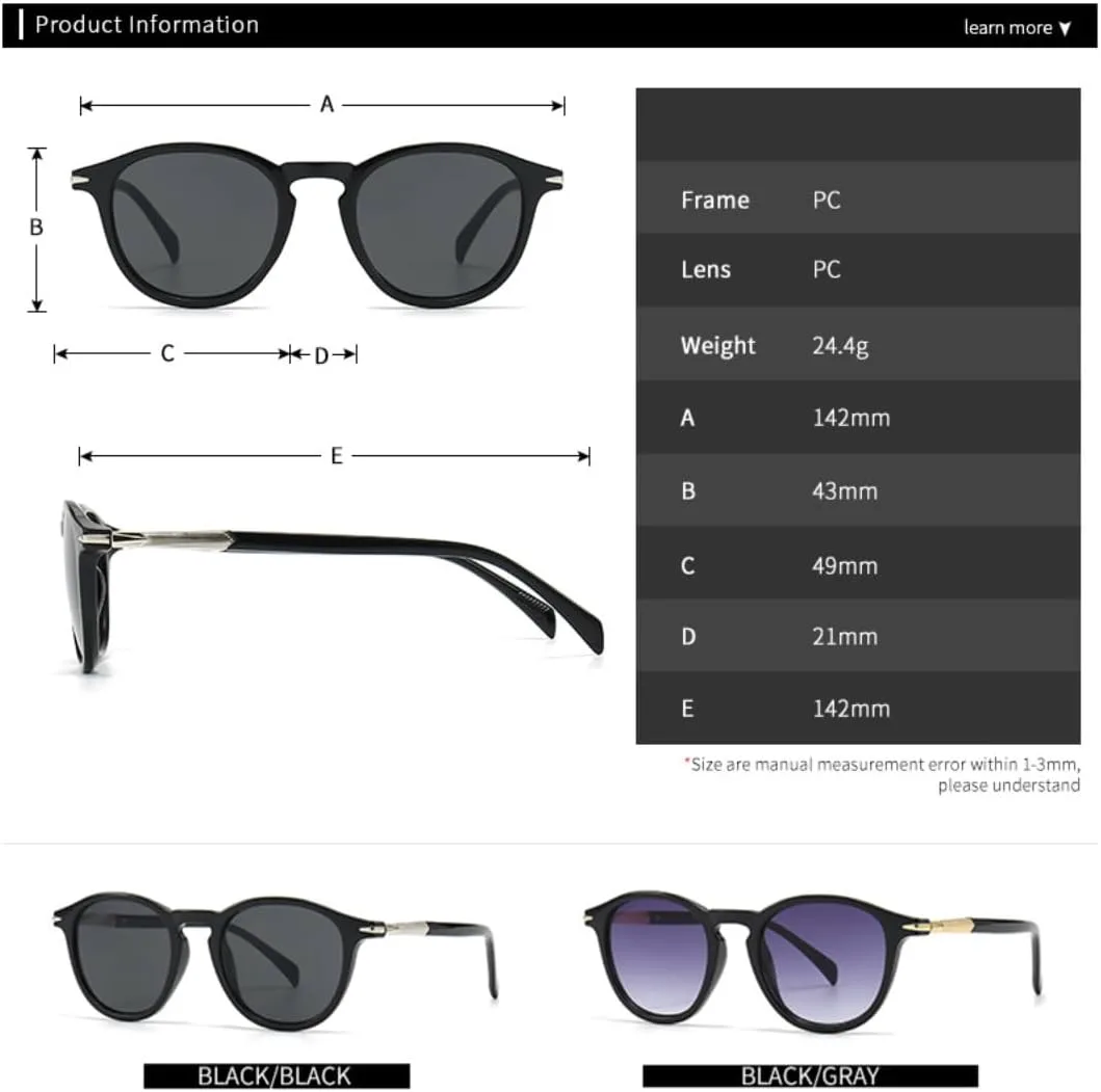 

Классические роскошные круглые солнцезащитные очки для женщин и мужчин в винтажном стиле, стимпанк, с заклепками, для вождения (черные) TVTBBVV, Black Black