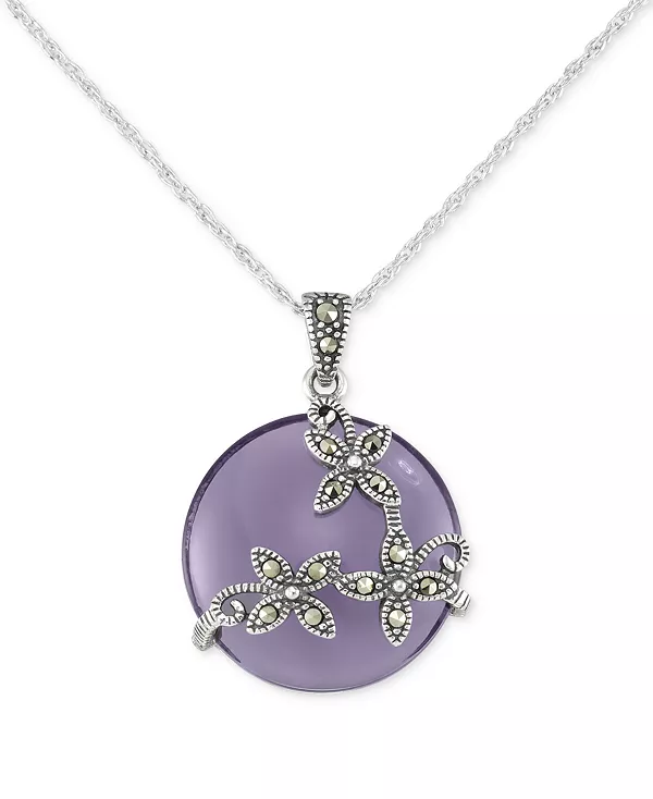 

Ожерелье с подвеской из марказита (1/5 карата) и фиолетового стекла, 18 дюймов, из стерлингового серебра Macy'S, marcasite