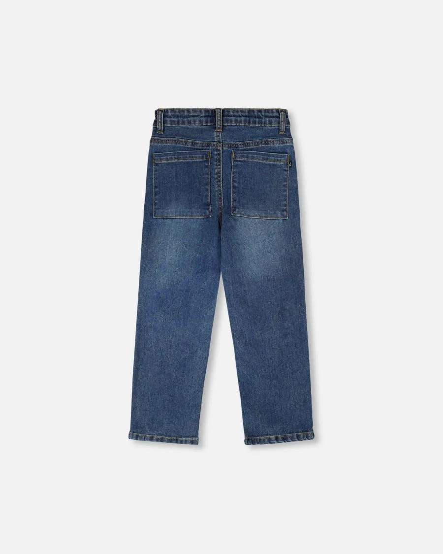 Джинсы-стретч для мальчиков Deux par Deux, темно-синий синий denim — фото 2