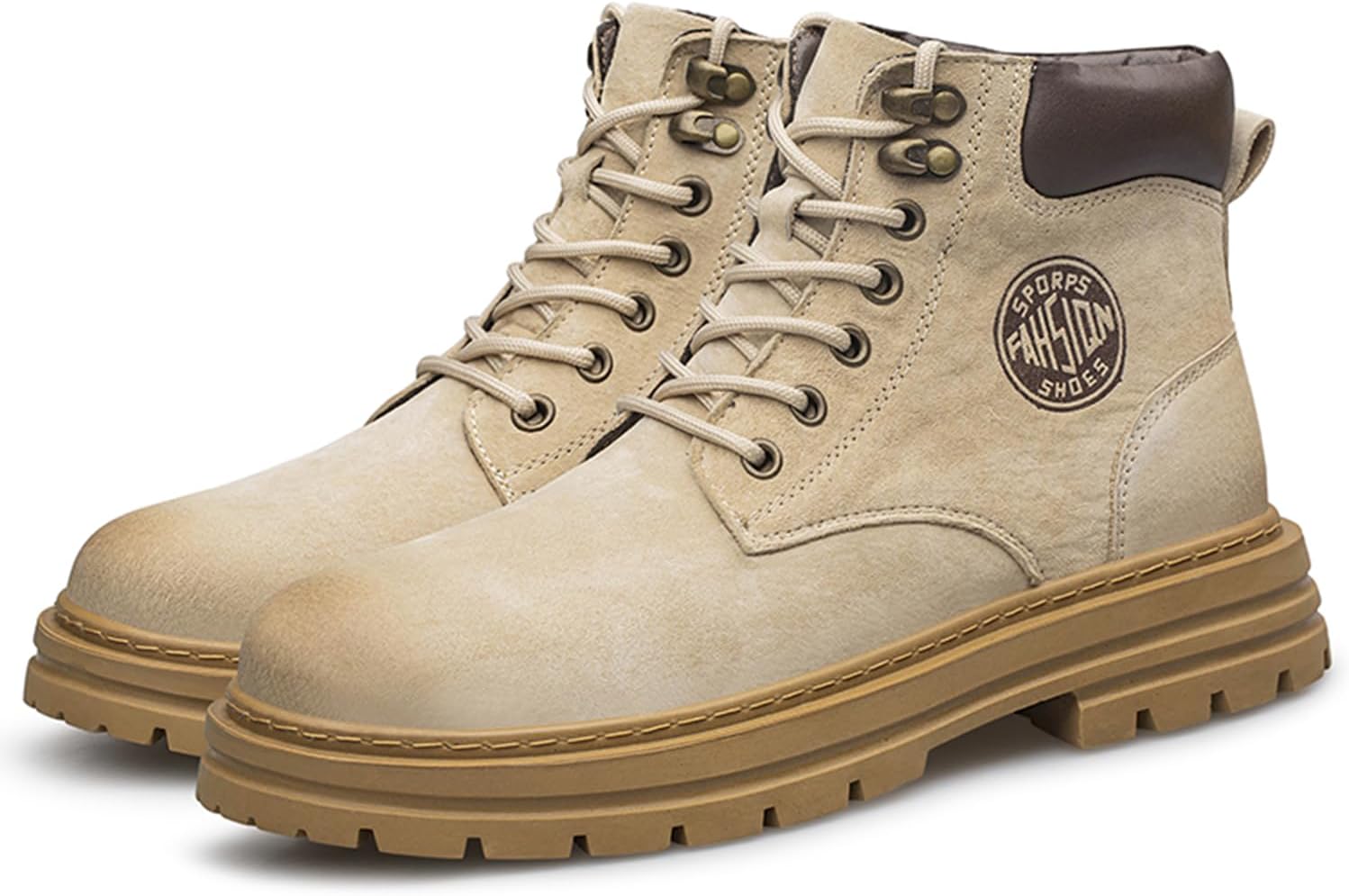 

Мужские ботинки с защищенным носком Dacnakby, пшеница, нубук. Удобные водонепроницаемые ботинки на шнуровке с платформой для строительства, прочной подошвой, в стиле боевых, противоскользящие, легкие защитные ботинки, бежевый