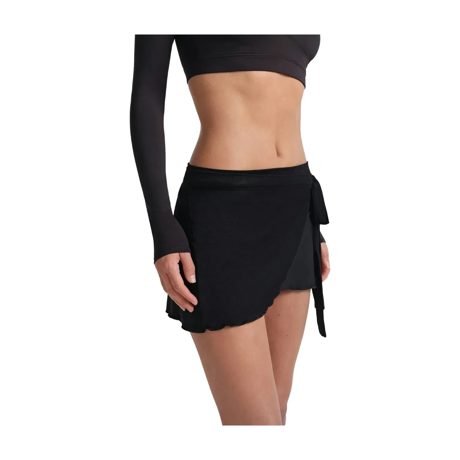 Эластичная трикотажная юбка-обертка Nike x SKIMS 'Obsidian' SKIRTSKT10091W-OBD, черный — фото 2