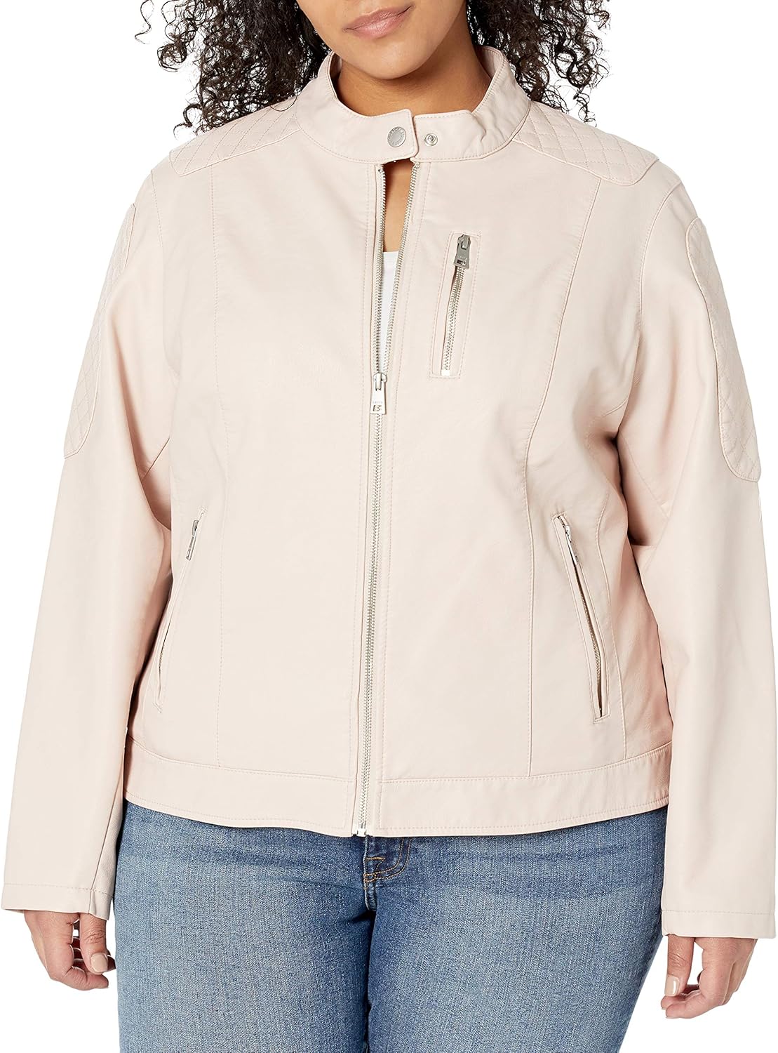 Женская куртка для мотокросса Levi's из искусственной кожи (стандартная и плюс), Peach Blush — фото 3