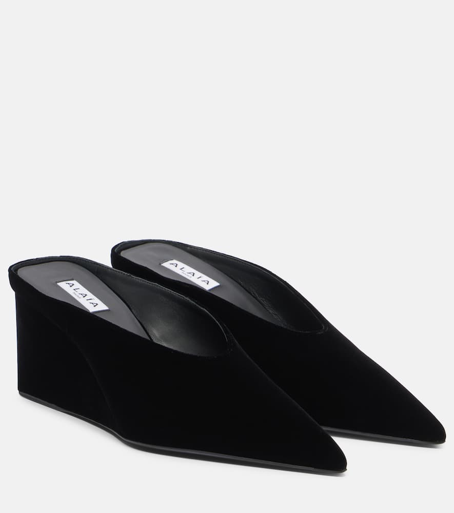 Туфли-мюли Cube 75 velvet wedge Alaïa, Noir